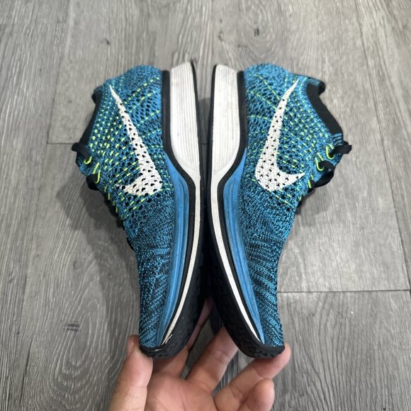 Nike Flyknit Racer Men 4.5/ 6 Women Running Shoes Blue Cactus 526628-402 - Picture 9 of 9